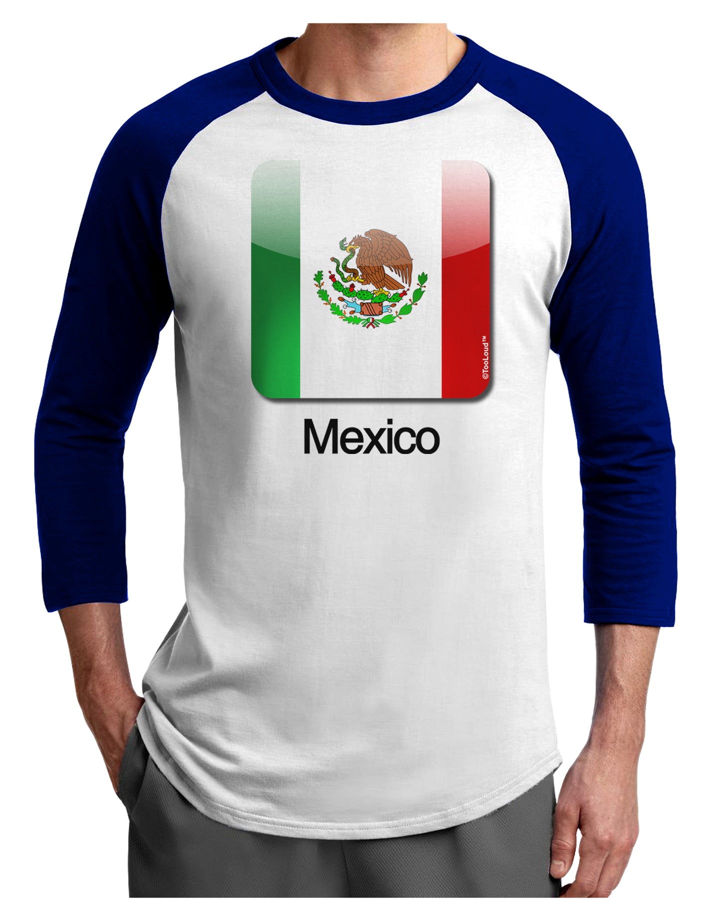 Mexican Flag App Icon - Text Adult Raglan Shirt by TooLoud-TooLoud-White-Royal-X-Small-Davson Sales