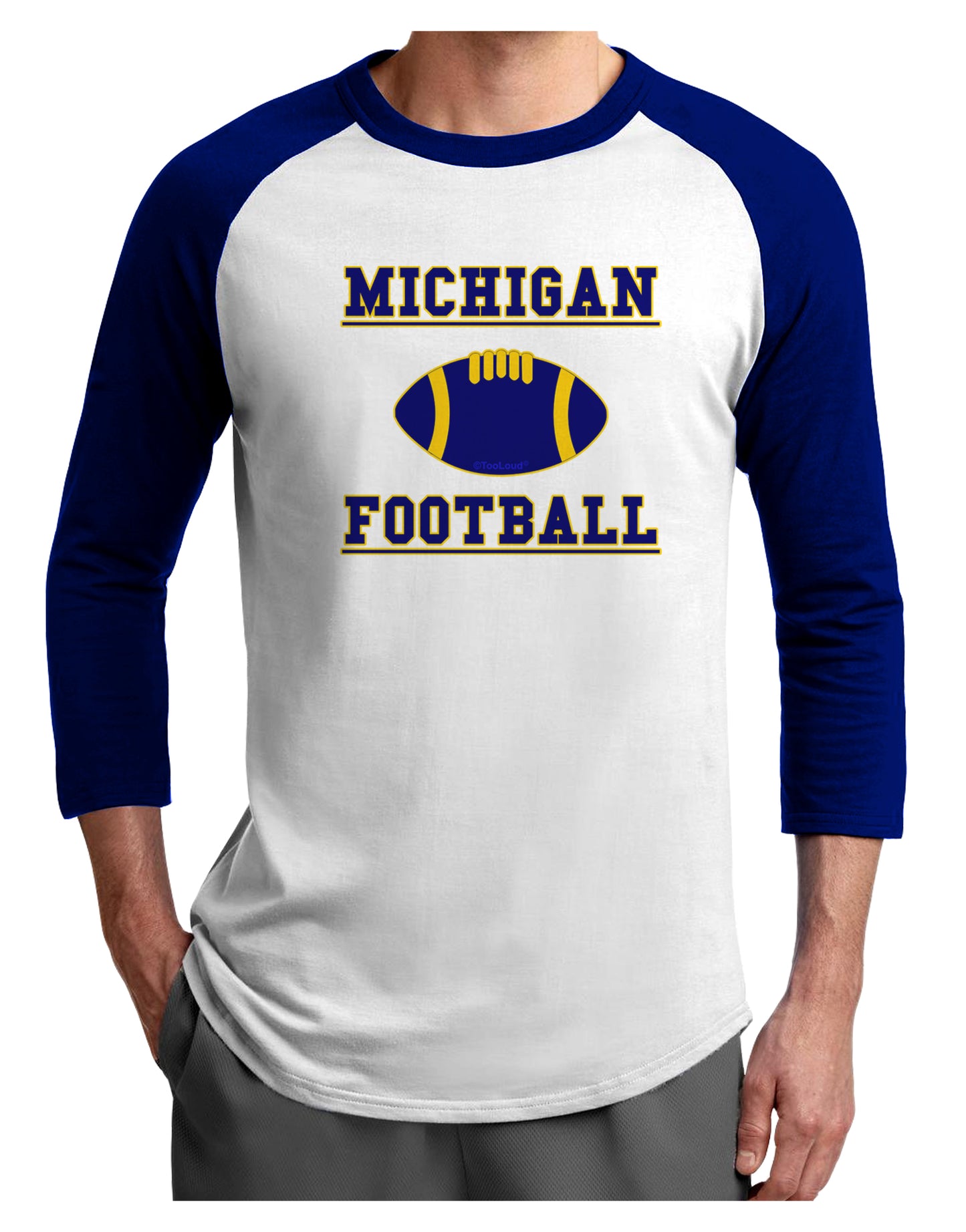 Michigan Football Adult Raglan Shirt by TooLoud-TooLoud-White-Royal-X-Small-Davson Sales