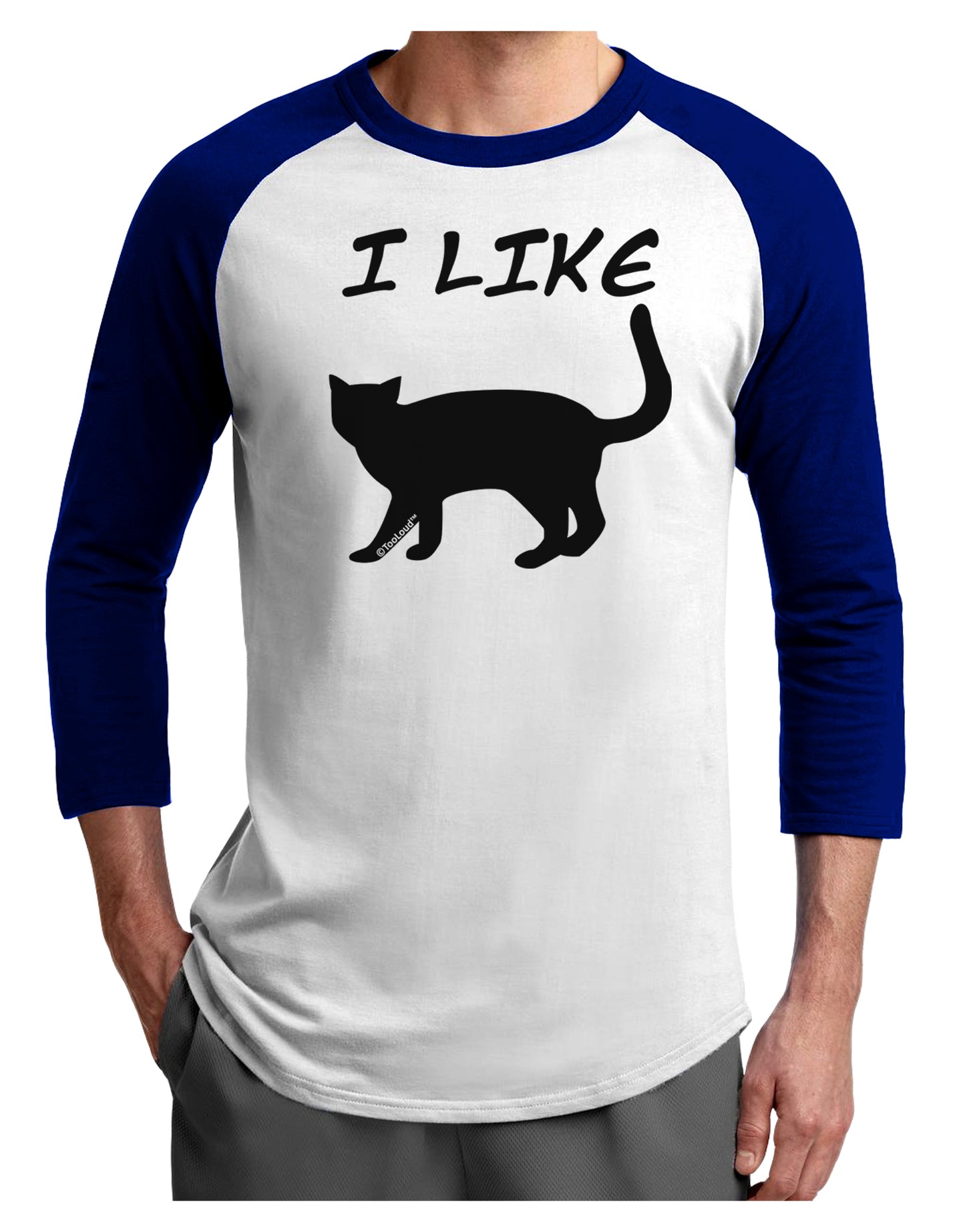 I Like Cat Silhouette Design Adult Raglan Shirt by TooLoud-TooLoud-White-Royal-X-Small-Davson Sales