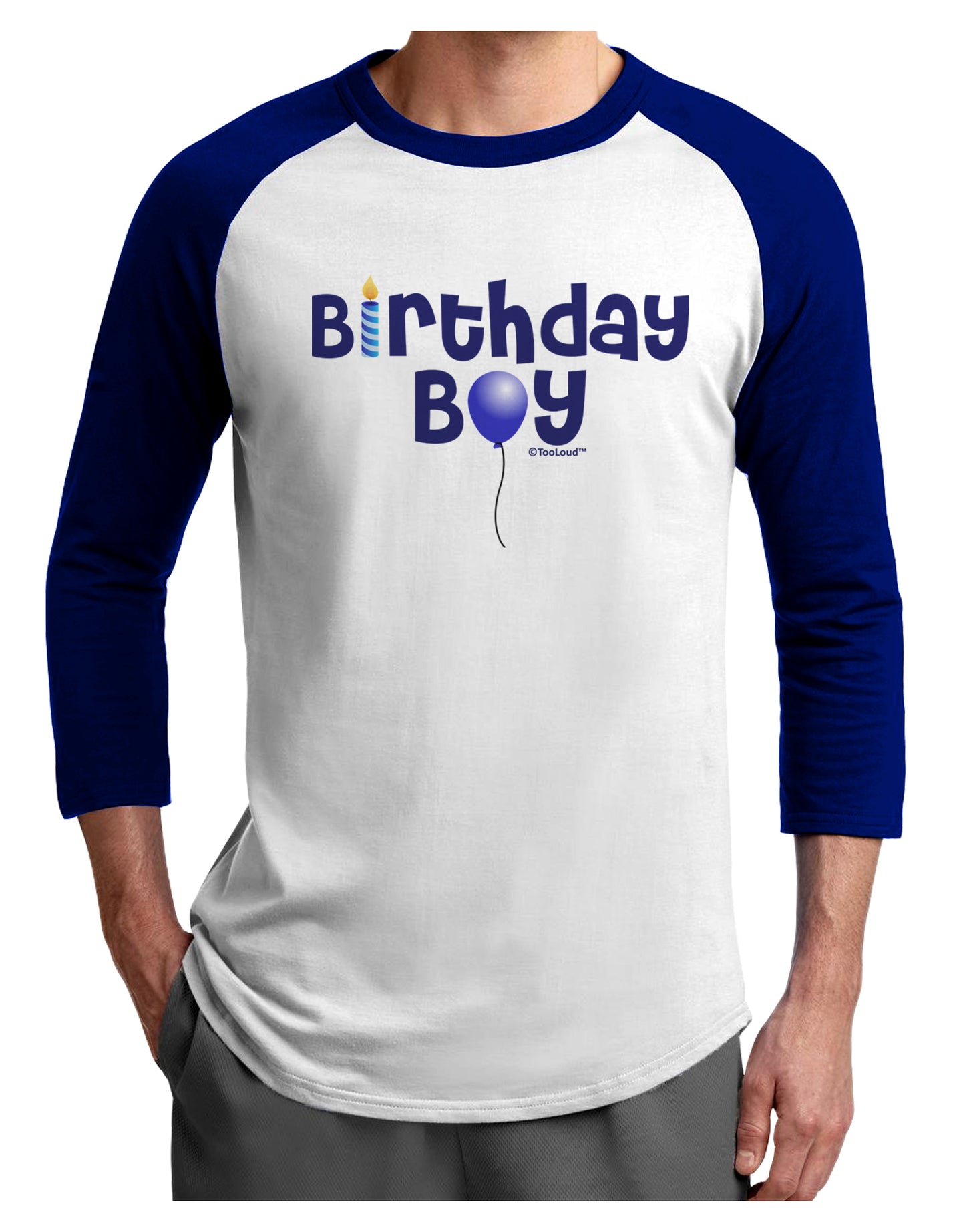 Birthday Boy - Candle and Balloon Adult Raglan Shirt by TooLoud-Raglan Shirt-TooLoud-White-Royal-X-Small-Davson Sales