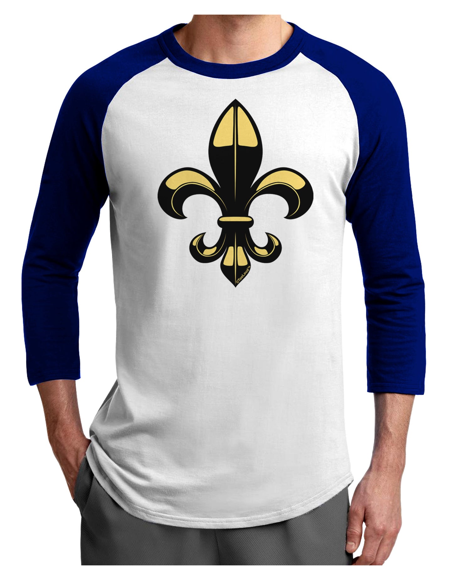 Golden Fleur de Lis Adult Raglan Shirt-Raglan Shirt-TooLoud-White-Royal-X-Small-Davson Sales