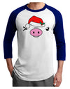 Kyu-T Face Oinkette Santa Hat Girl Pig Adult Raglan Shirt-TooLoud-White-Royal-X-Small-Davson Sales