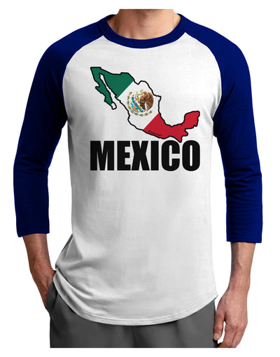 Mexico Outline - Mexican Flag - Mexico Text Adult Raglan Shirt by TooLoud-TooLoud-White-Royal-X-Small-Davson Sales