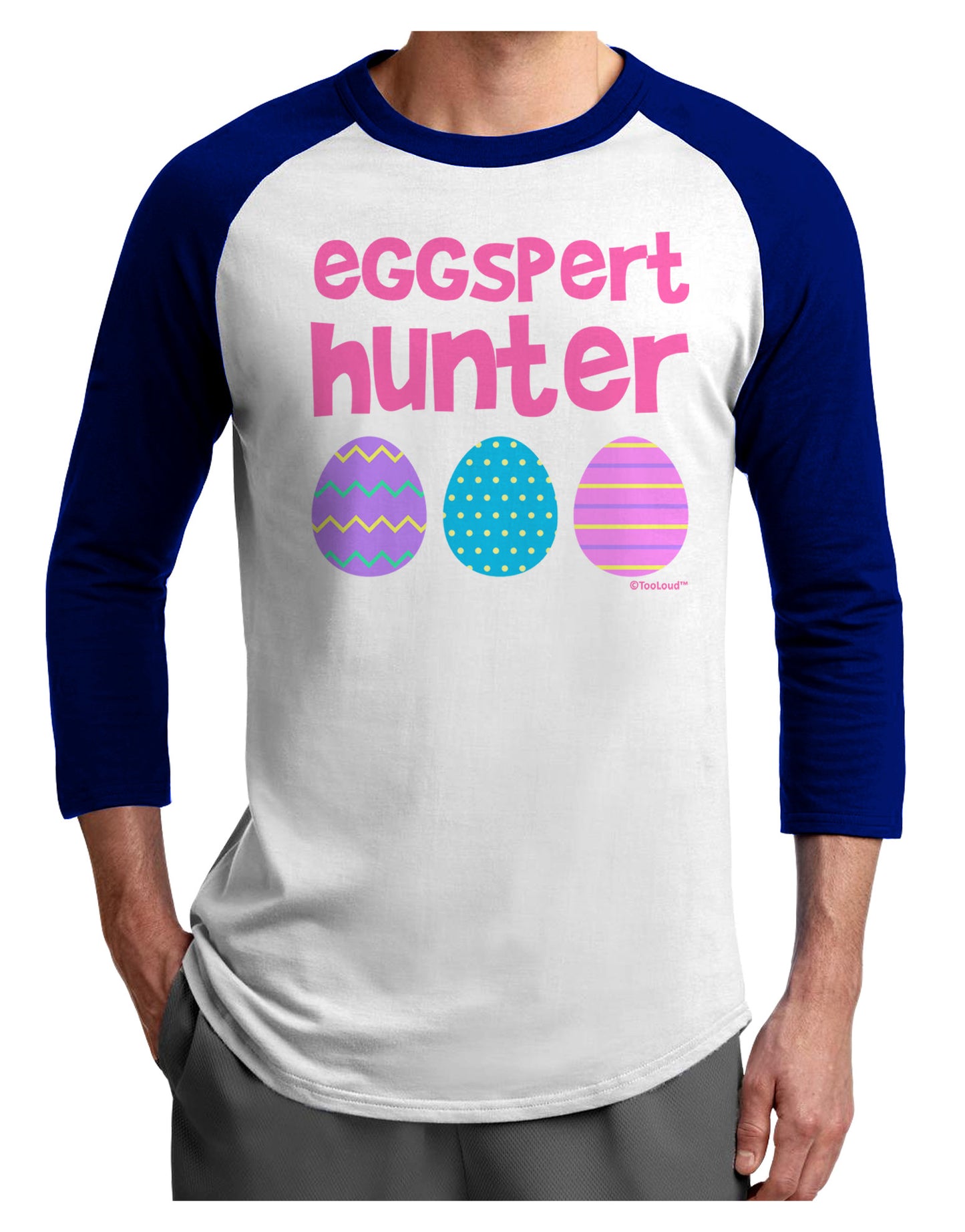 TooLoud Eggspert Hunter - Easter - Pink Adult Raglan Shirt-Raglan Shirt-TooLoud-White-Royal-X-Small-Davson Sales