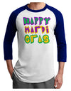 Happy Mardi Gras Text 2 Adult Raglan Shirt-TooLoud-White-Royal-X-Small-Davson Sales