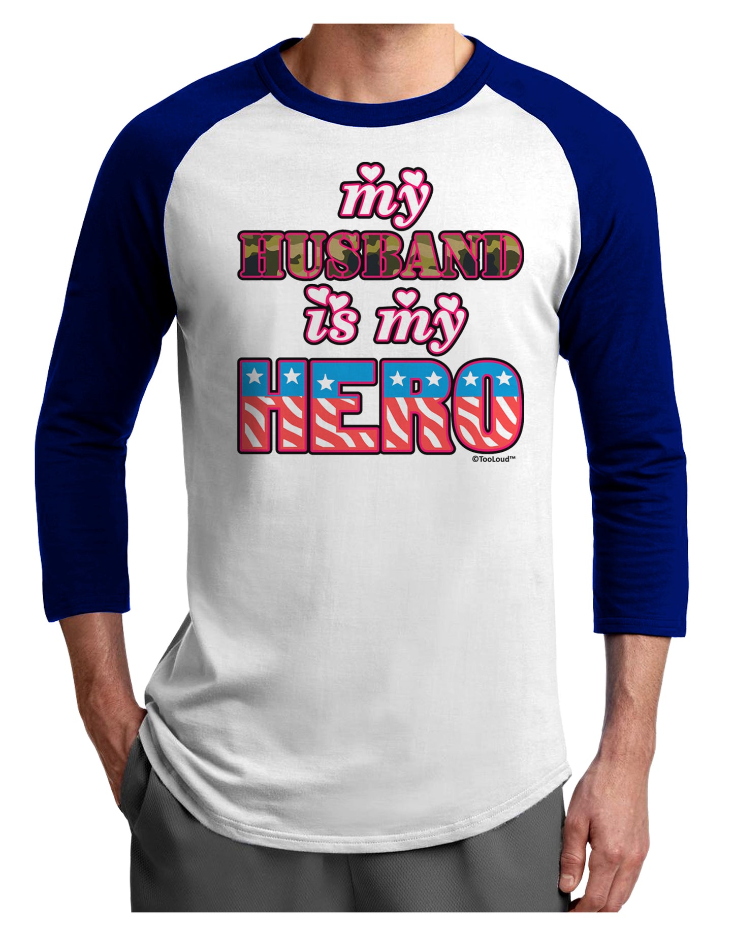 My Husband is My Hero - Armed Forces Adult Raglan Shirt by TooLoud-TooLoud-White-Royal-X-Small-Davson Sales