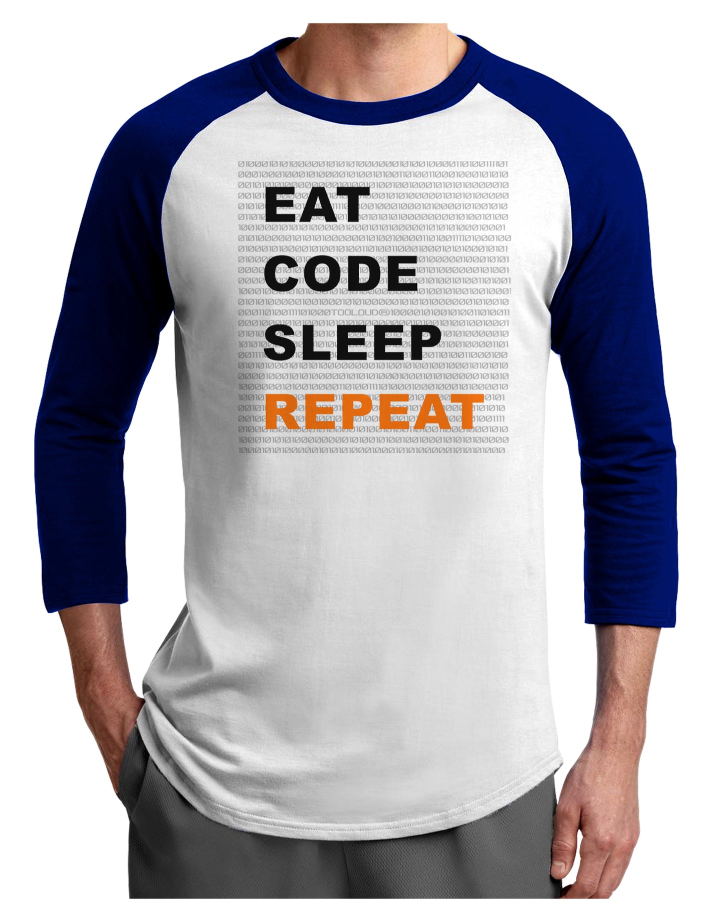 Eat Sleep Code Repeat Adult Raglan Shirt by TooLoud-TooLoud-White-Royal-X-Small-Davson Sales