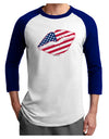 American Flag Lipstick Adult Raglan Shirt-TooLoud-White-Royal-X-Small-Davson Sales