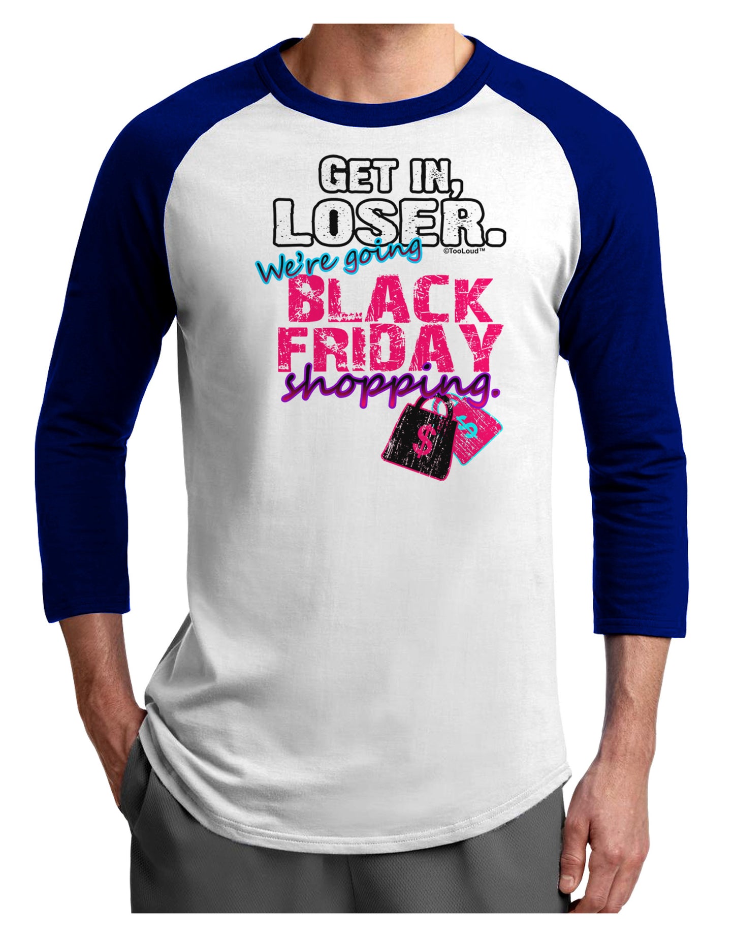 TooLoud We're going Black Friday Shopping Adult Raglan Shirt-Raglan Shirt-TooLoud-White-Royal-X-Small-Davson Sales