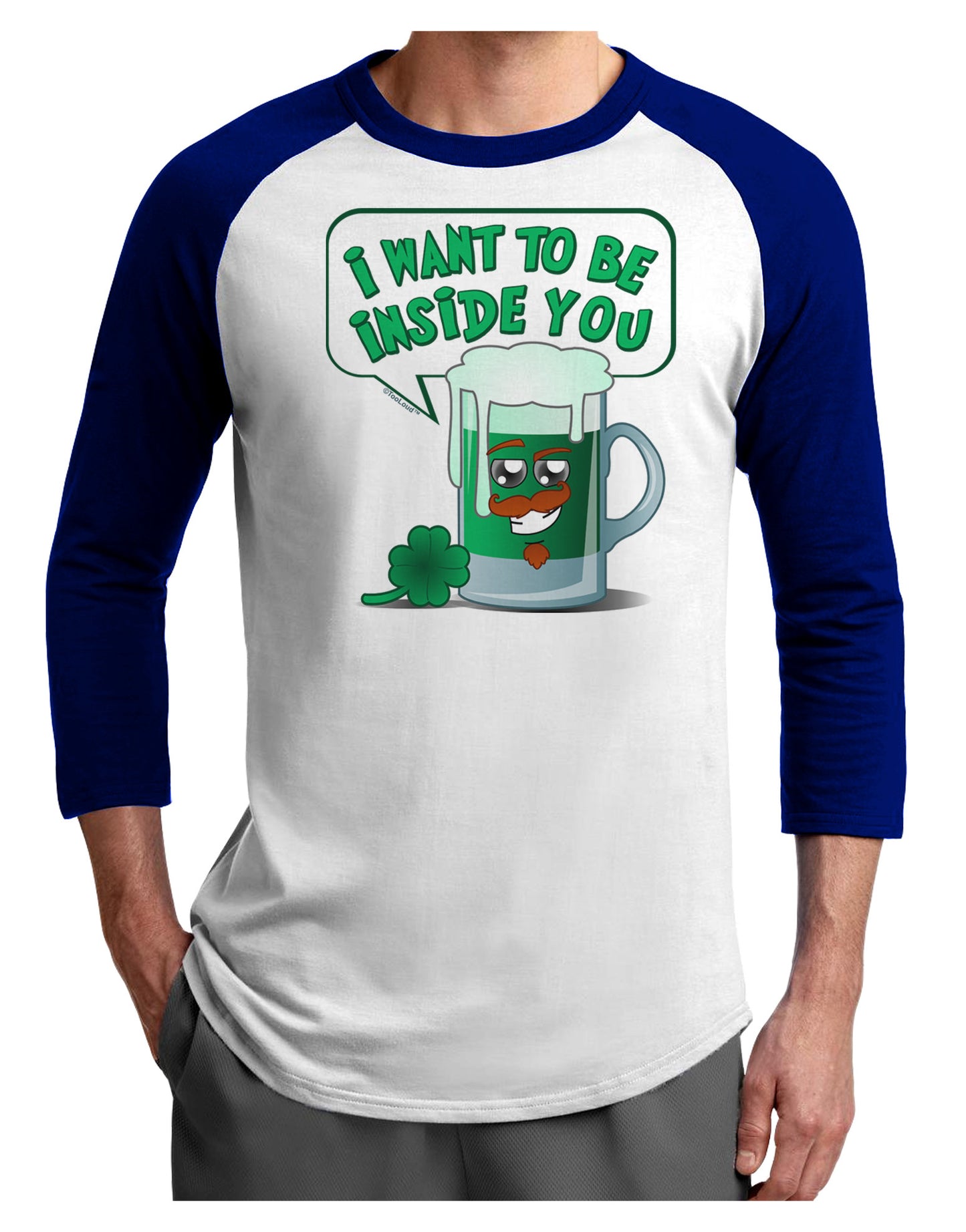 Green Beer - Inside You Adult Raglan Shirt-Raglan Shirt-TooLoud-White-Royal-X-Small-Davson Sales