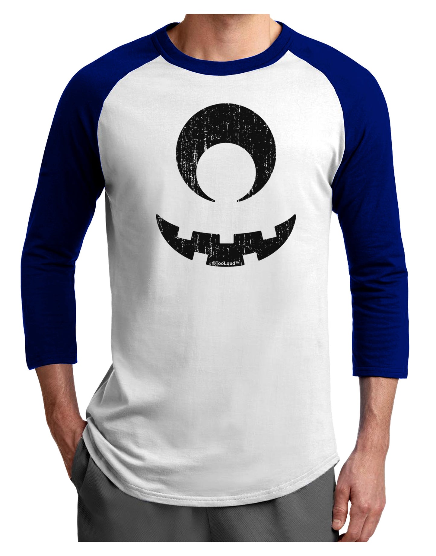 Cyclops Lantern Distressed Adult Raglan Shirt-TooLoud-White-Royal-X-Small-Davson Sales