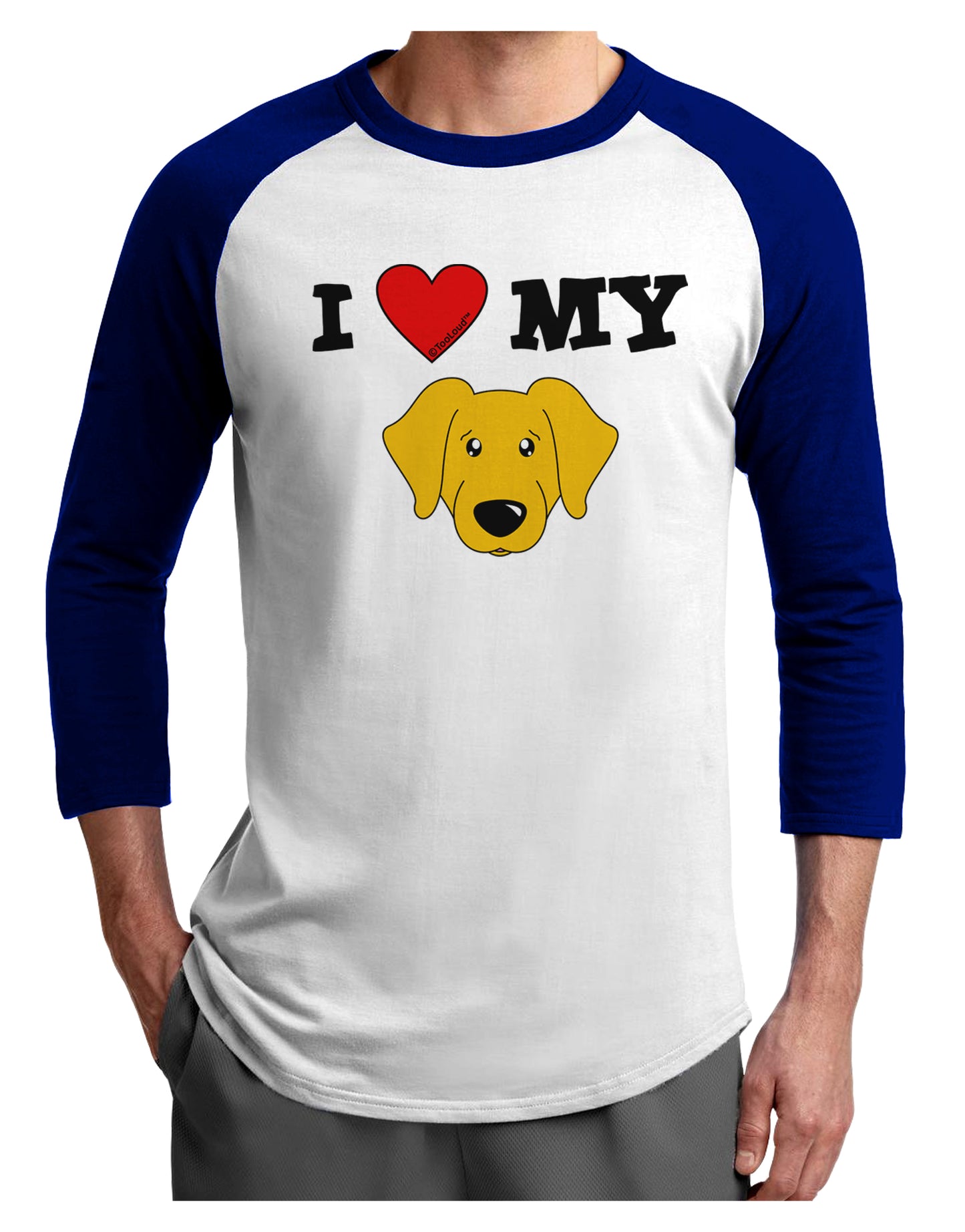 I Heart My - Cute Yellow Labrador Retriever Dog Adult Raglan Shirt by TooLoud-TooLoud-White-Royal-X-Small-Davson Sales