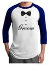 Tuxedo - Groom Adult Raglan Shirt-Raglan Shirt-TooLoud-White-Royal-X-Small-Davson Sales