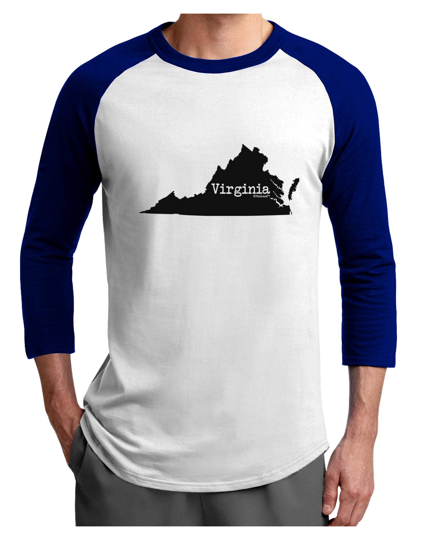 Virginia - United States Shape Adult Raglan Shirt by TooLoud-TooLoud-White-Royal-X-Small-Davson Sales