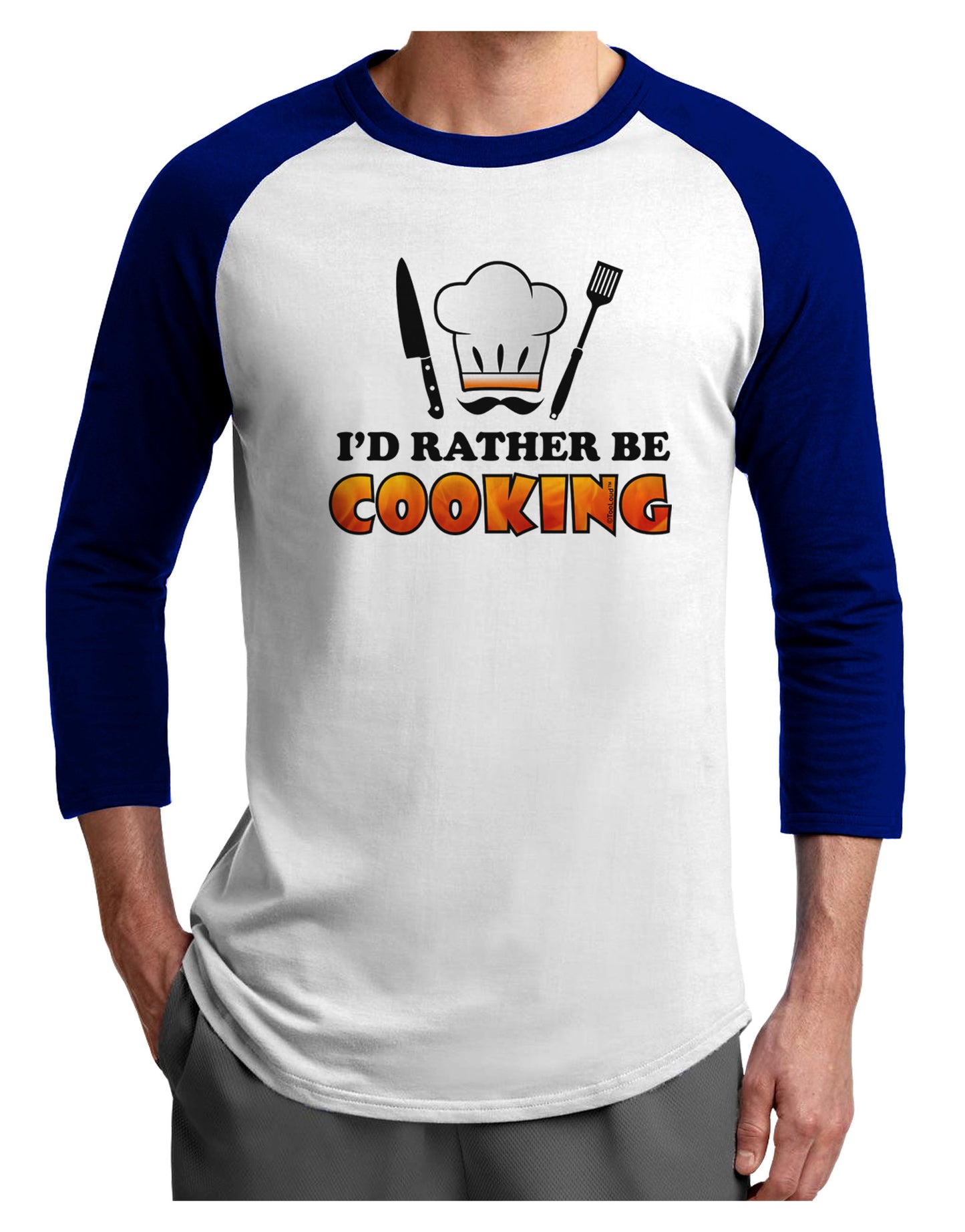 I'd Rather Be Cooking Adult Raglan Shirt-Raglan Shirt-TooLoud-White-Royal-X-Small-Davson Sales