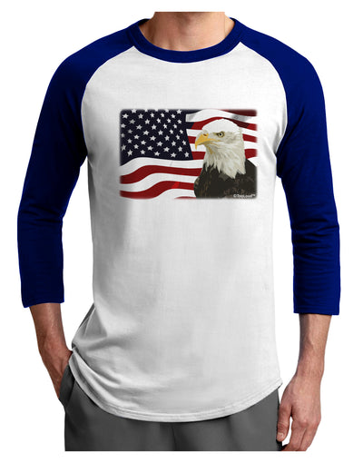 Patriotic USA Flag with Bald Eagle Adult Raglan Shirt by TooLoud-TooLoud-White-Royal-X-Small-Davson Sales