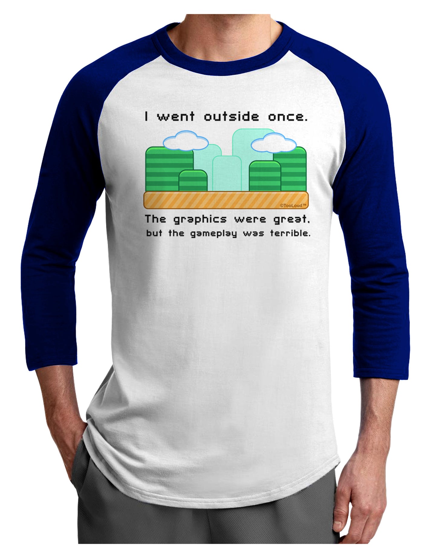 The Gameplay Was Terrible Adult Raglan Shirt-TooLoud-White-Royal-X-Small-Davson Sales
