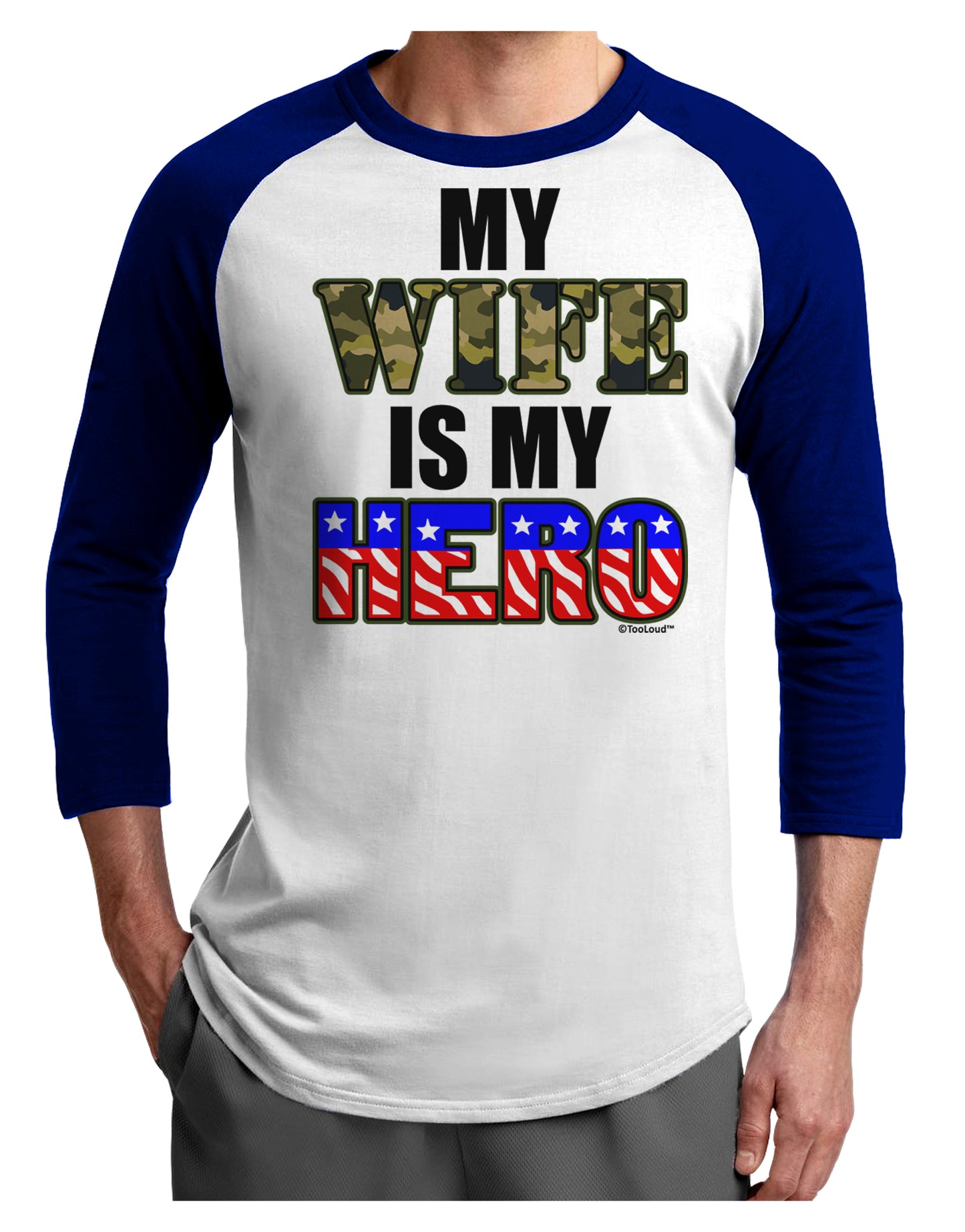 My Wife is My Hero - Armed Forces Adult Raglan Shirt by TooLoud-TooLoud-White-Royal-X-Small-Davson Sales