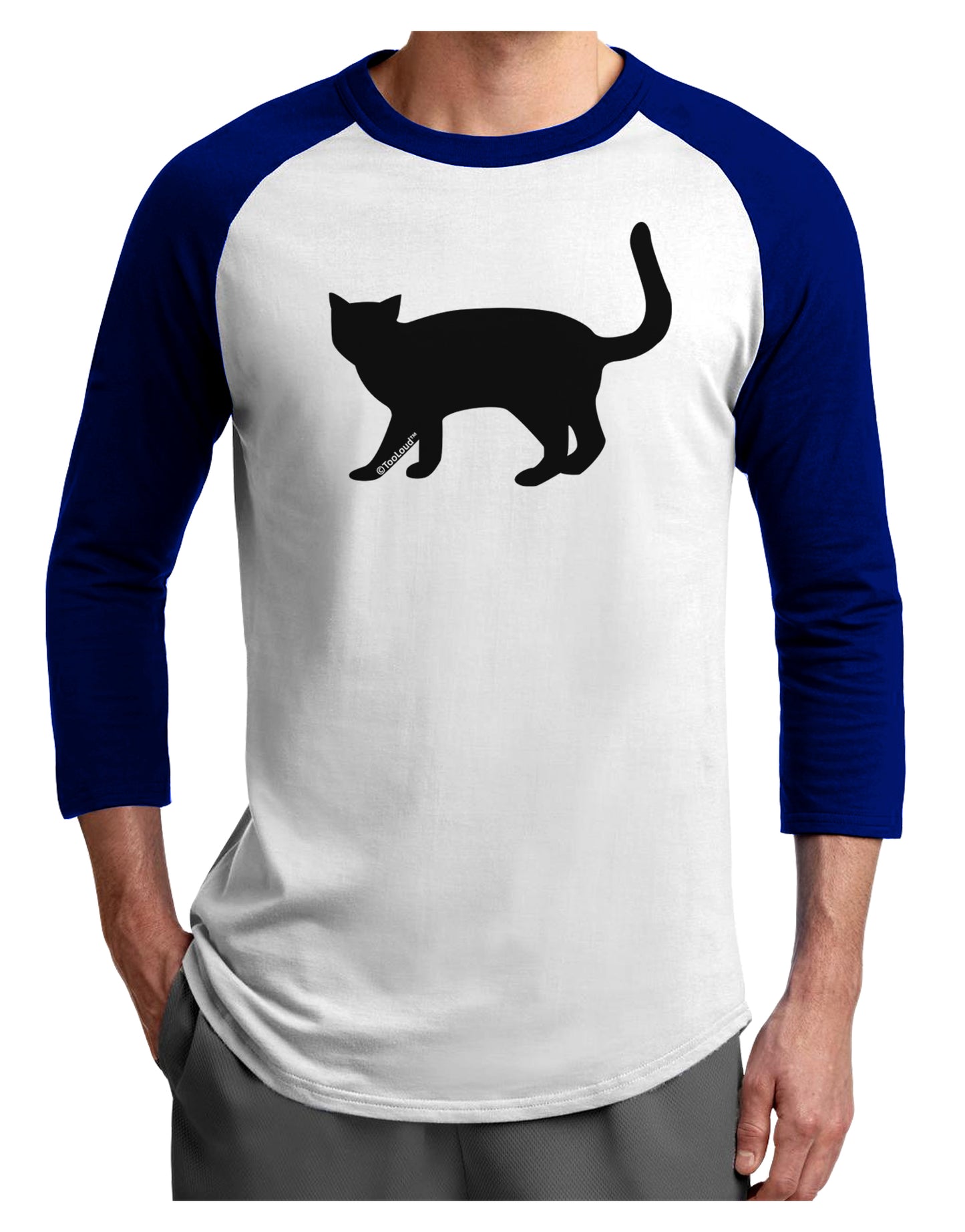 Cat Silhouette Design Adult Raglan Shirt by TooLoud-TooLoud-White-Royal-X-Small-Davson Sales