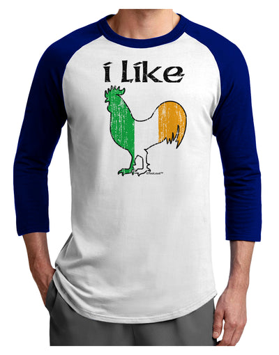 I Like Irish Rooster Silhouette Adult Raglan Shirt by TooLoud-TooLoud-White-Royal-X-Small-Davson Sales