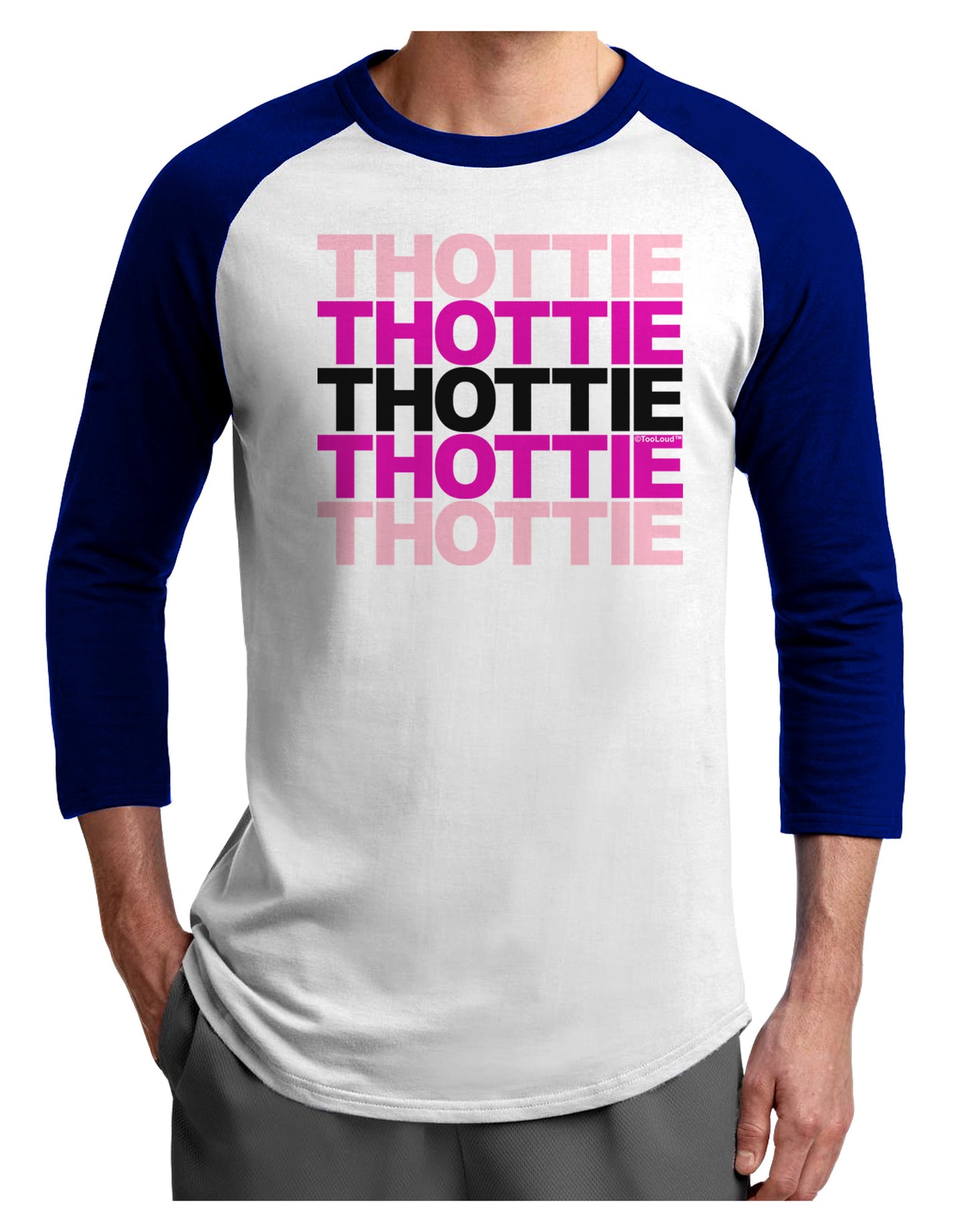 THOTTIE Adult Raglan Shirt-Raglan Shirt-TooLoud-White-Royal-X-Small-Davson Sales