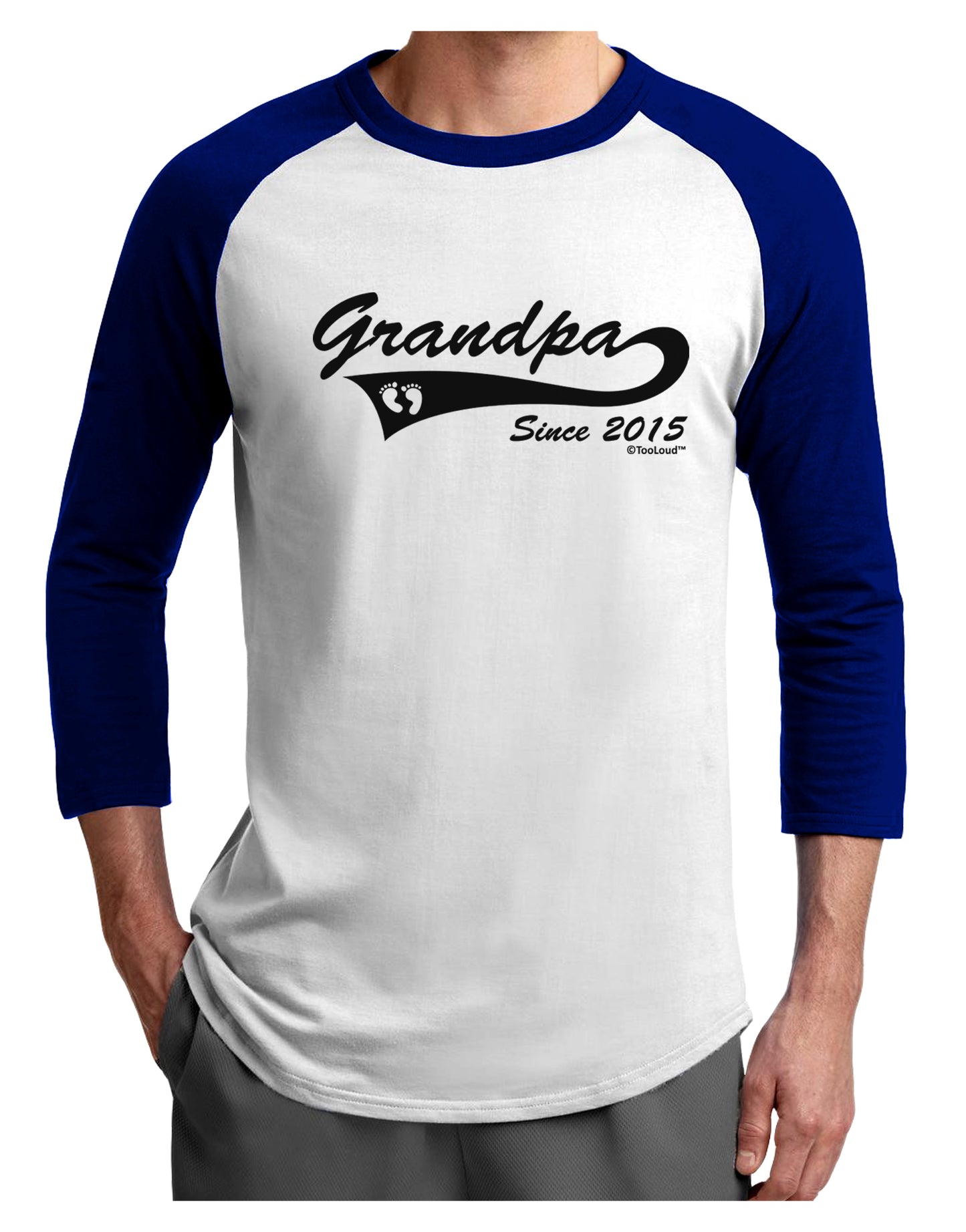Grandpa Since 2015 Adult Raglan Shirt by TooLoud-TooLoud-White-Royal-X-Small-Davson Sales