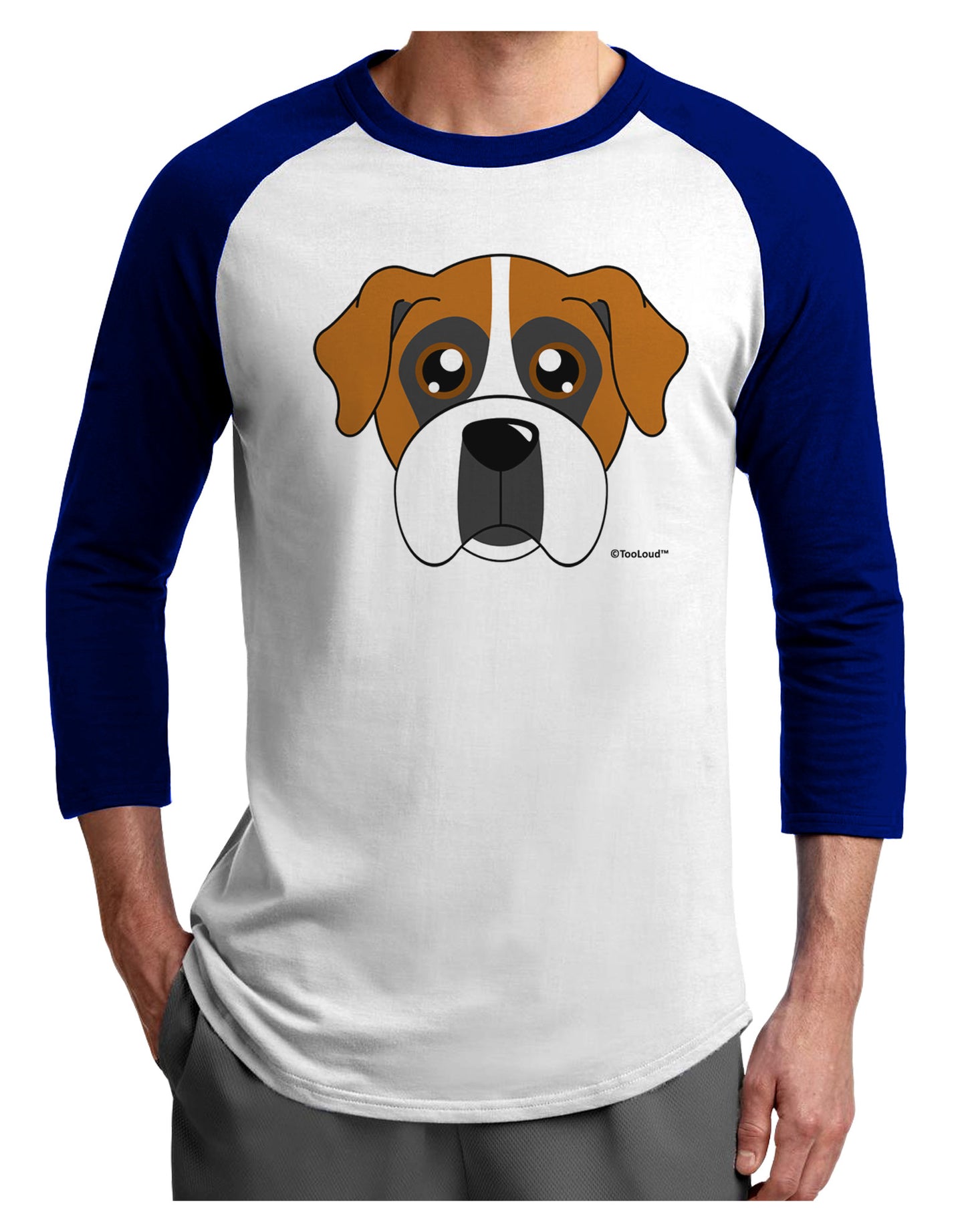 Cute Boxer Dog Adult Raglan Shirt-Raglan Shirt-TooLoud-White-Royal-X-Small-Davson Sales