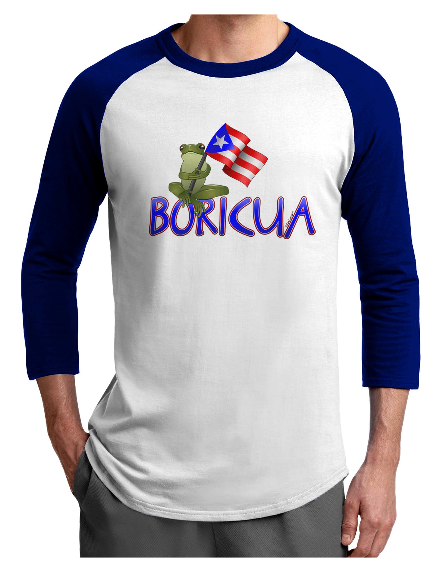 Coqui Boricua Adult Raglan Shirt-Raglan Shirt-TooLoud-White-Royal-X-Small-Davson Sales