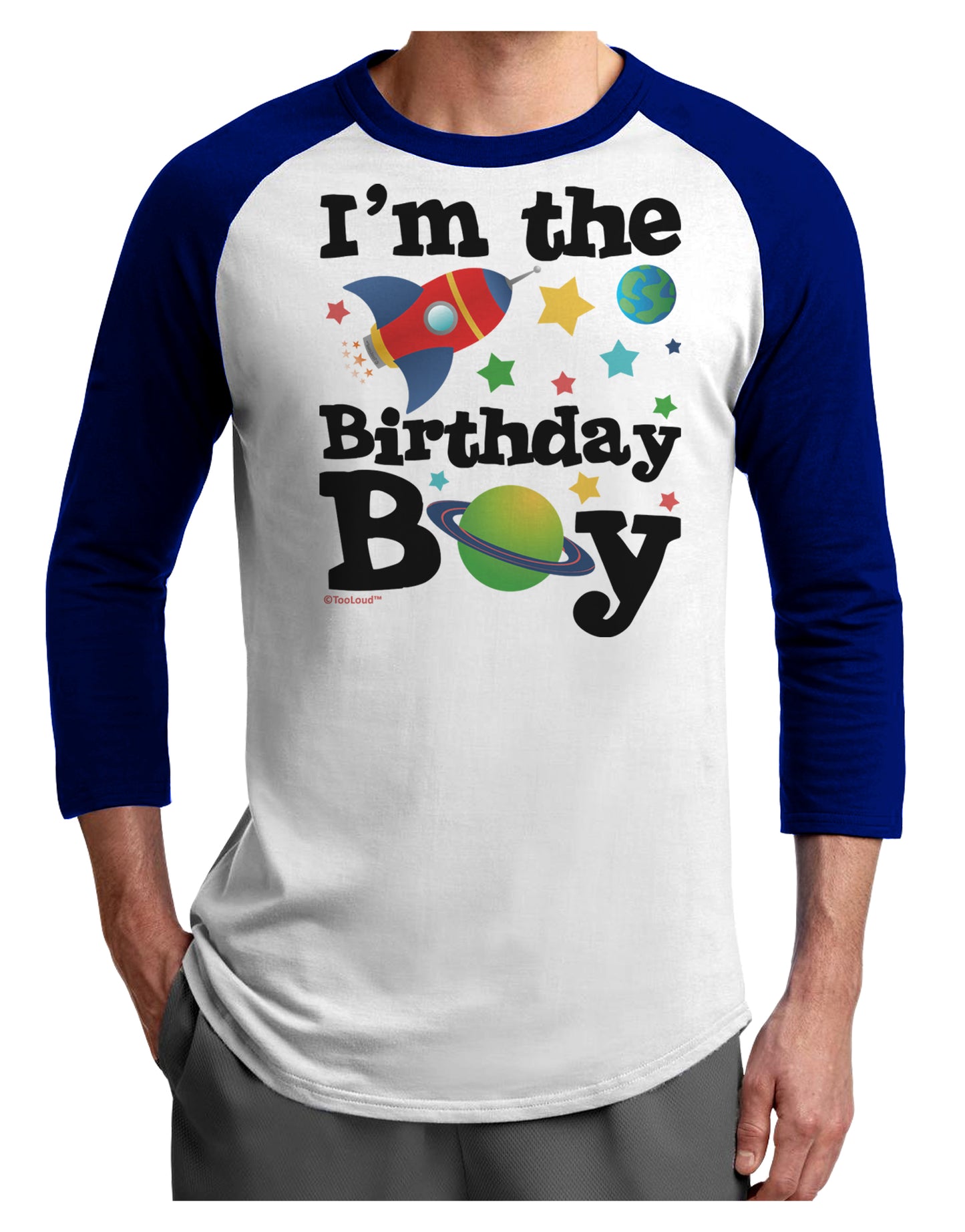 I'm the Birthday Boy - Outer Space Design Adult Raglan Shirt by TooLoud-TooLoud-White-Royal-X-Small-Davson Sales