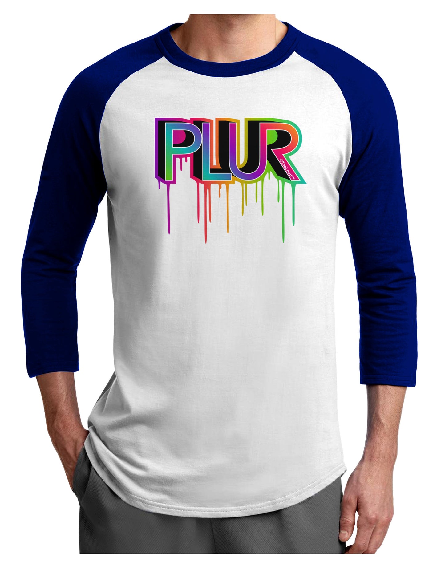 PLUR Paint Adult Raglan Shirt-Raglan Shirt-TooLoud-White-Royal-X-Small-Davson Sales