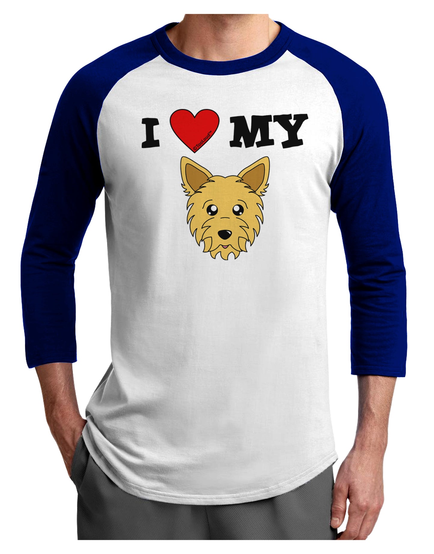 I Heart My - Cute Yorkshire Terrier Yorkie Dog Adult Raglan Shirt by TooLoud-TooLoud-White-Royal-X-Small-Davson Sales