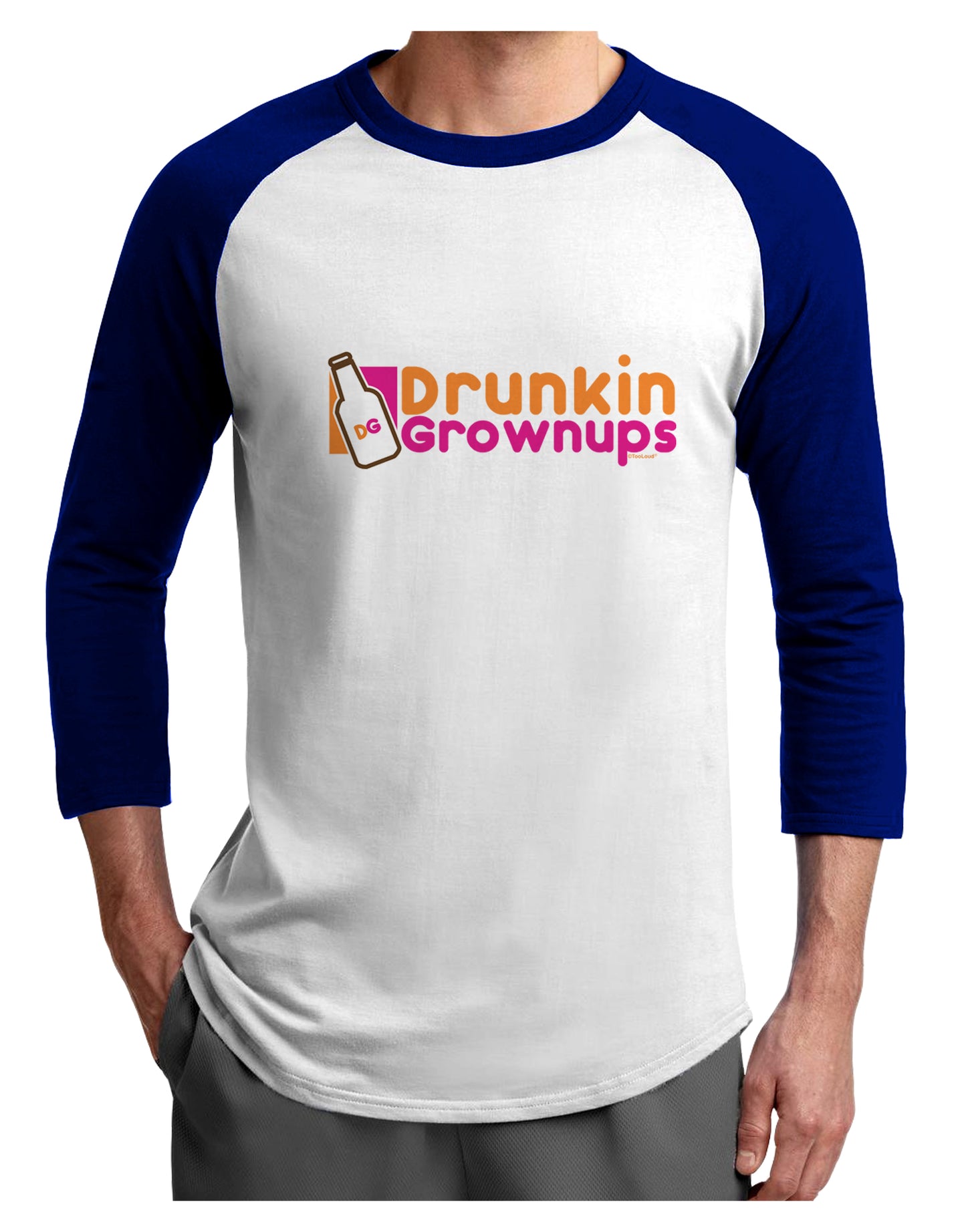 Drunken Grown ups Funny Drinking Adult Raglan Shirt by TooLoud-TooLoud-White-Royal-X-Small-Davson Sales
