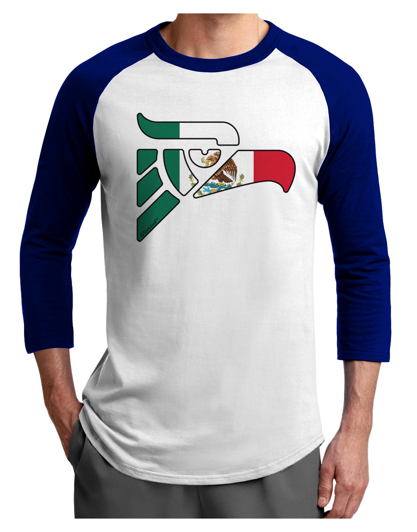 Hecho en Mexico Eagle Symbol - Mexican Flag Adult Raglan Shirt by TooLoud-TooLoud-White-Royal-X-Small-Davson Sales