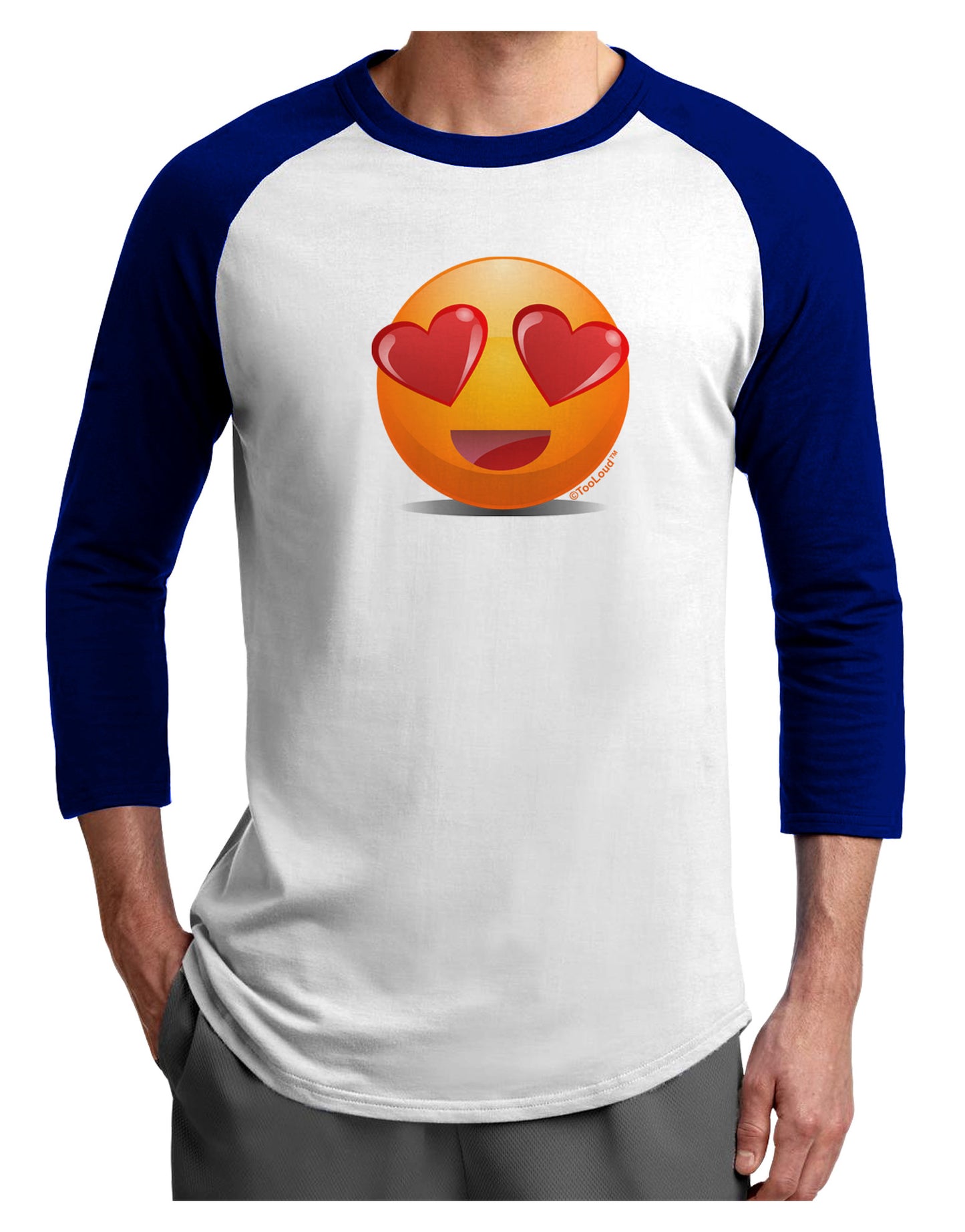 Heart Eye Emoji Adult Raglan Shirt-Raglan Shirt-TooLoud-White-Royal-X-Small-Davson Sales