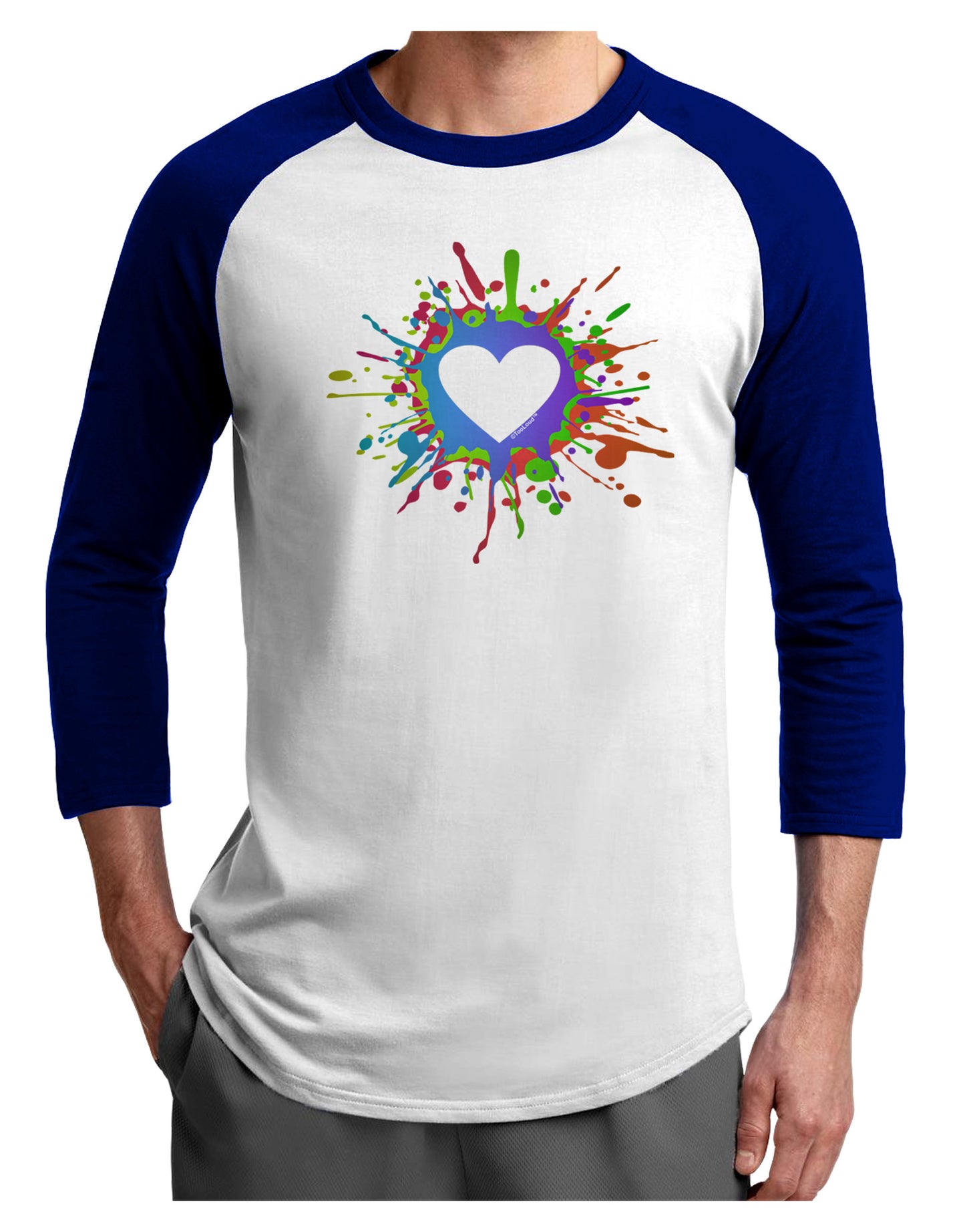 Heart Paint Splatter Adult Raglan Shirt-Raglan Shirt-TooLoud-White-Royal-X-Small-Davson Sales