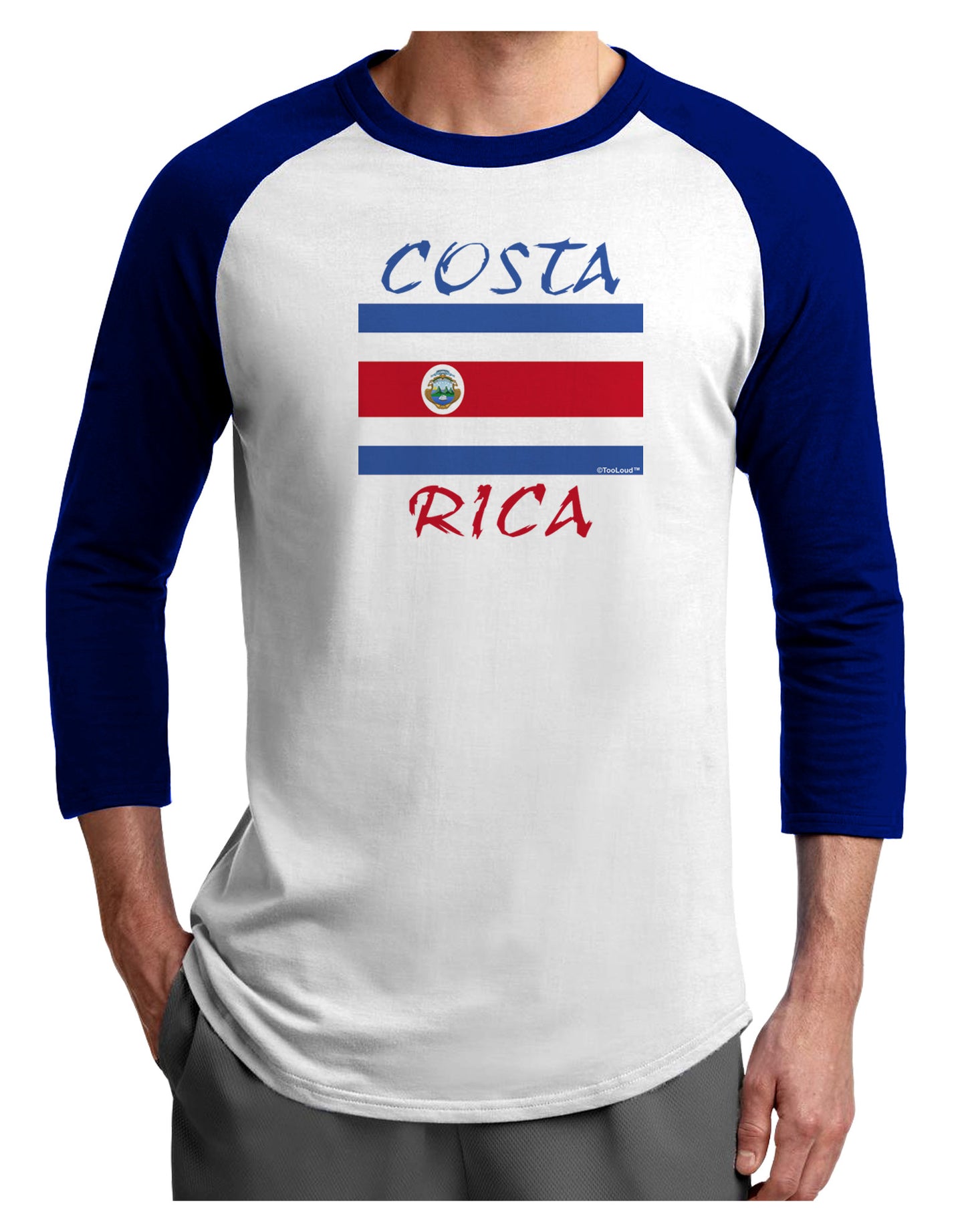Costa Rica Flag Adult Raglan Shirt-Raglan Shirt-TooLoud-White-Royal-X-Small-Davson Sales