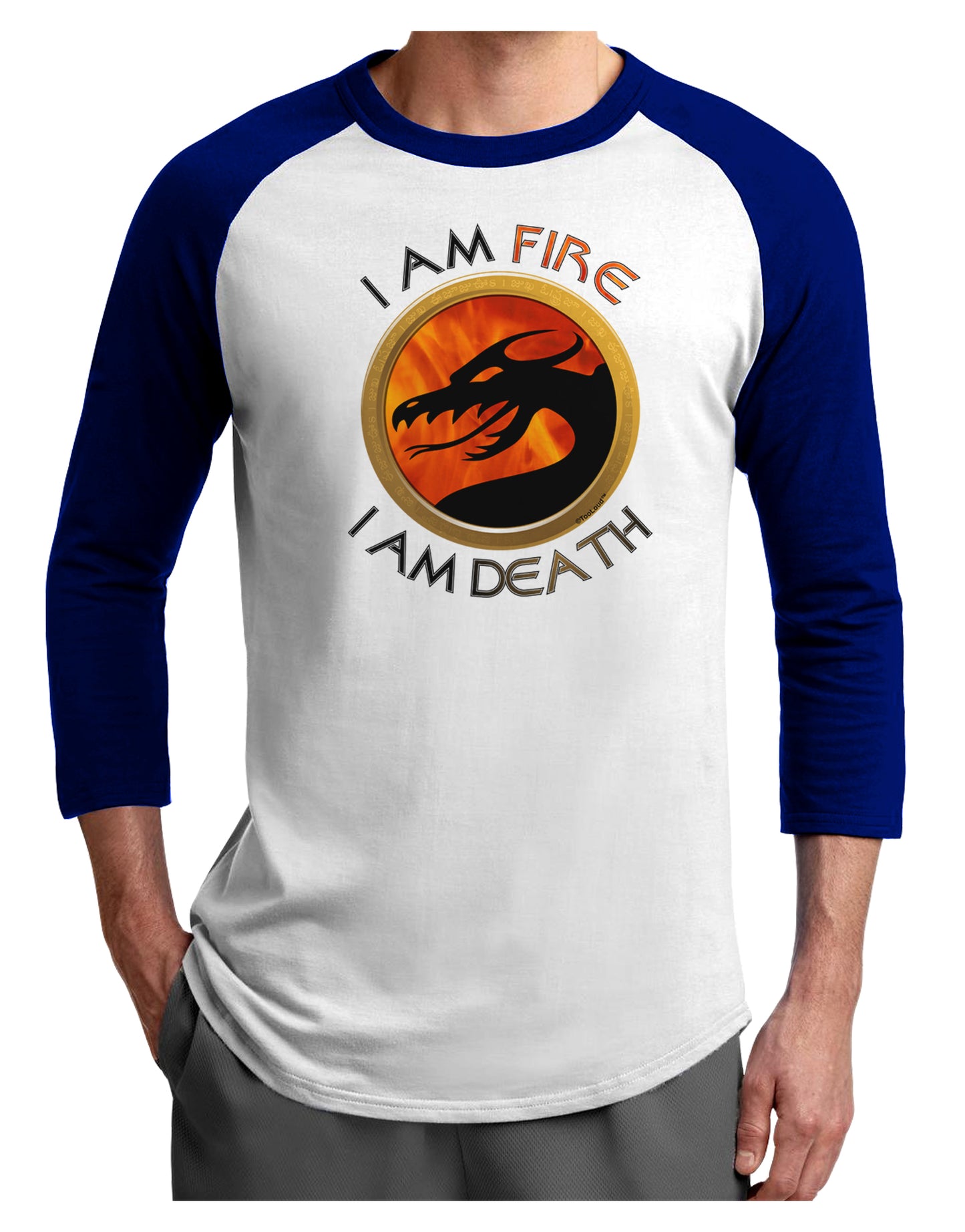 I Am Fire I Am Death Adult Raglan Shirt by TooLoud-TooLoud-White-Royal-X-Small-Davson Sales