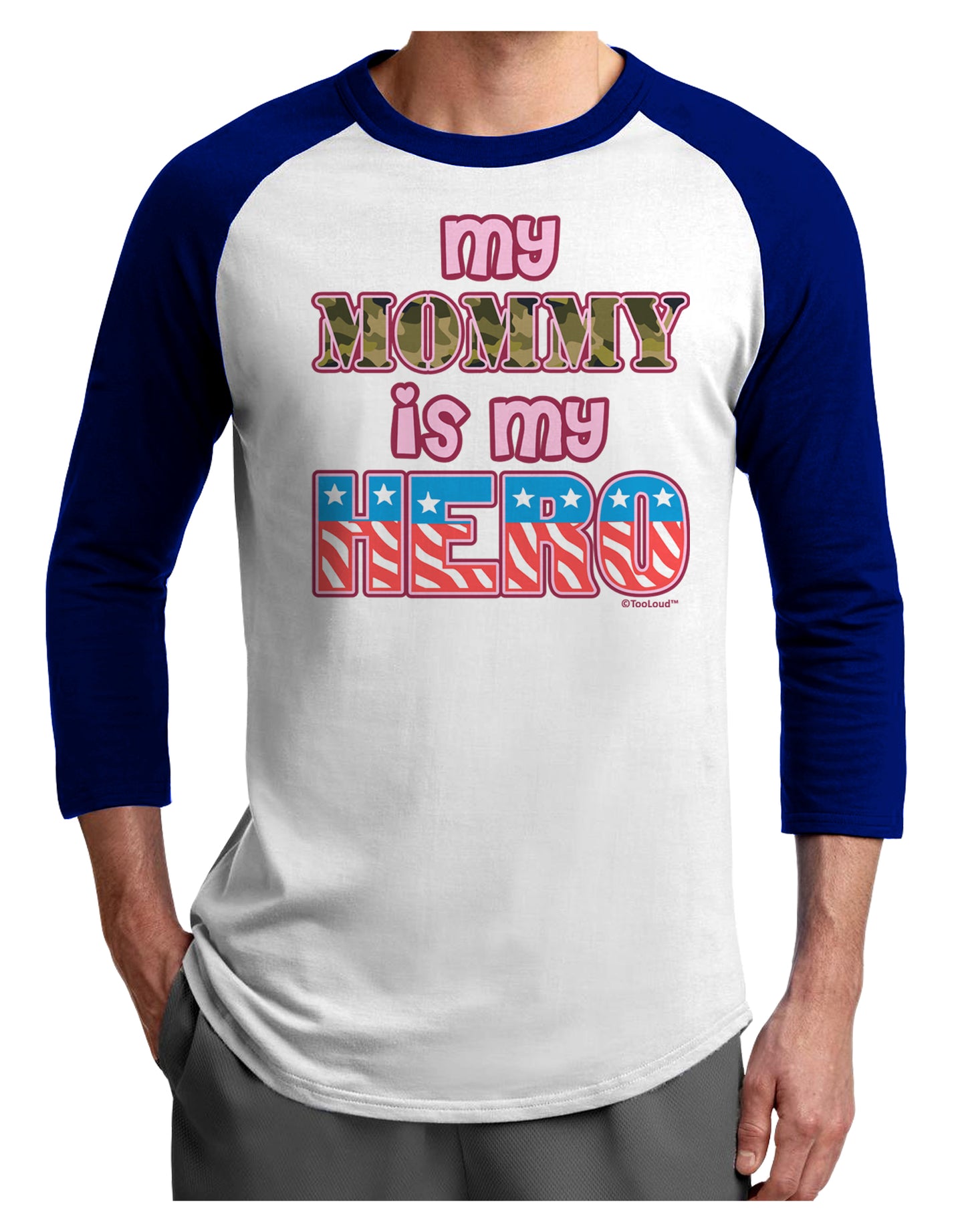 My Mommy is My Hero - Armed Forces - Pink Adult Raglan Shirt by TooLoud-TooLoud-White-Royal-X-Small-Davson Sales
