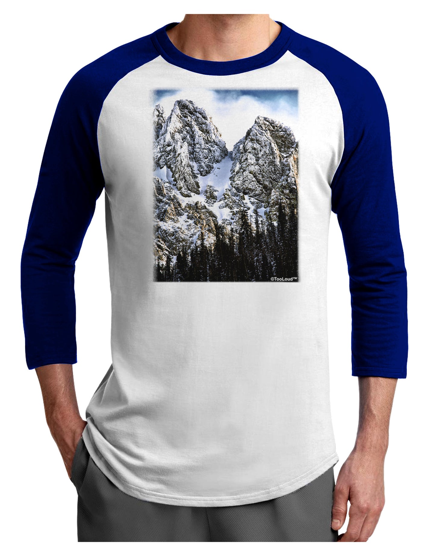 Mountain Landscape 2 Adult Raglan Shirt-TooLoud-White-Royal-X-Small-Davson Sales