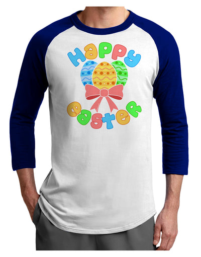 Happy Easter Easter Eggs Adult Raglan Shirt by TooLoud-TooLoud-White-Royal-X-Small-Davson Sales