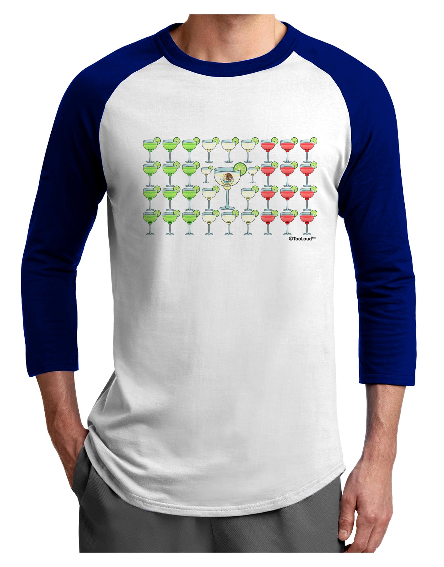Mexican Flag of Margaritas Adult Raglan Shirt by TooLoud-TooLoud-White-Royal-X-Small-Davson Sales