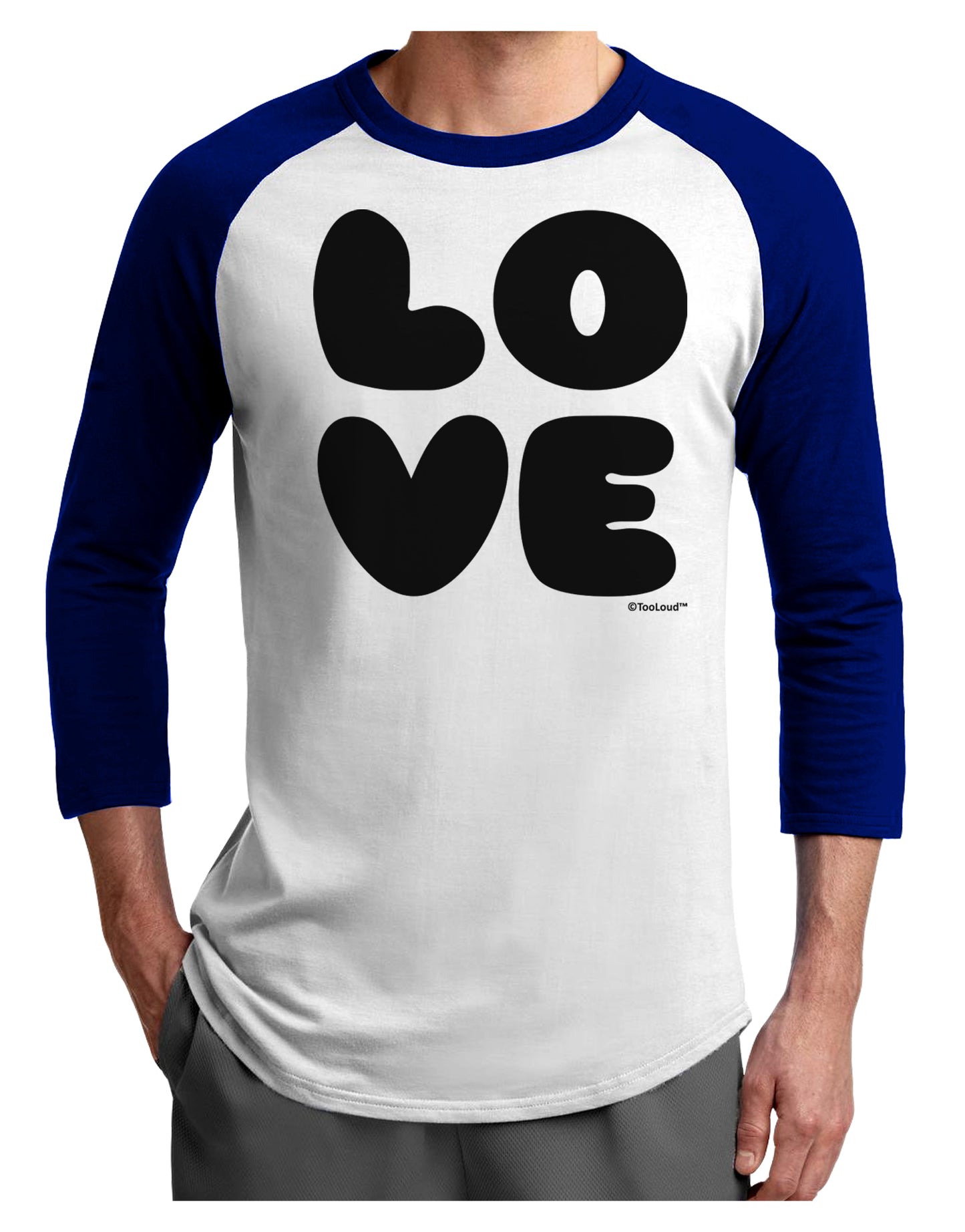LOVE Text Adult Raglan Shirt by TooLoud-TooLoud-White-Royal-X-Small-Davson Sales