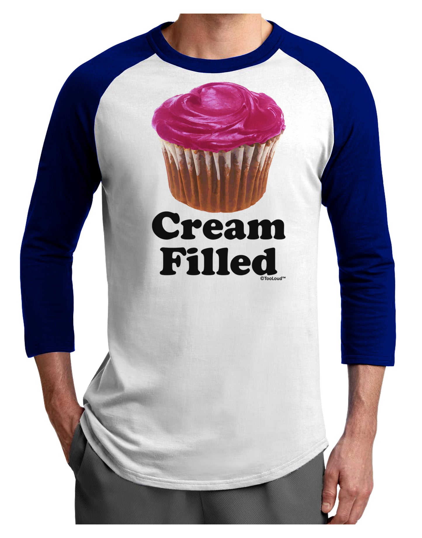 Cream Filled Pink Cupcake Design Adult Raglan Shirt by TooLoud-TooLoud-White-Royal-X-Small-Davson Sales