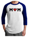 Mom Pixel Heart Adult Raglan Shirt-TooLoud-White-Royal-X-Small-Davson Sales