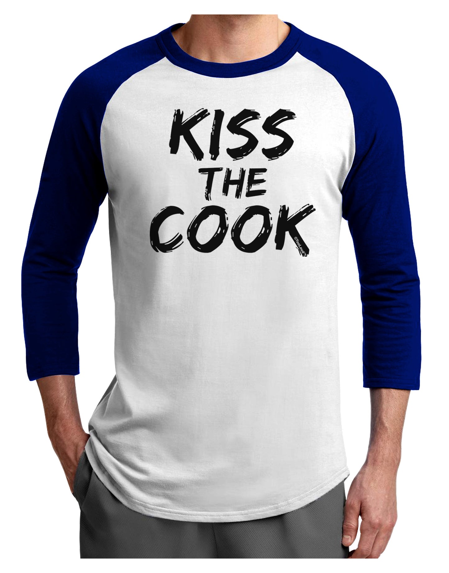 Kiss the Cook Grill Master 2 - Text Adult Raglan Shirt-Raglan Shirt-TooLoud-White-Royal-X-Small-Davson Sales