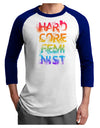 Hardcore Feminist - Rainbow Adult Raglan Shirt-TooLoud-White-Royal-X-Small-Davson Sales