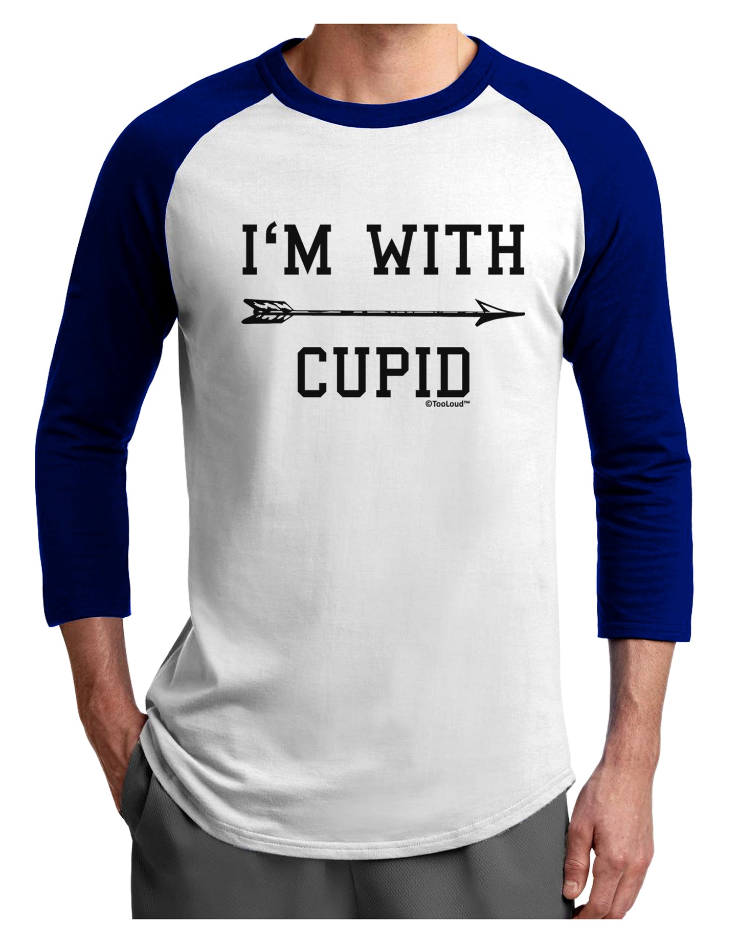 I'm With Cupid - Right Arrow Adult Raglan Shirt by TooLoud-Mens T-Shirt-TooLoud-White-Royal-X-Small-Davson Sales