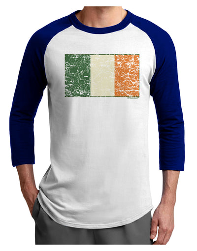 Distressed Irish Flag - Flag of Ireland Adult Raglan Shirt-Raglan Shirt-TooLoud-White-Royal-X-Small-Davson Sales