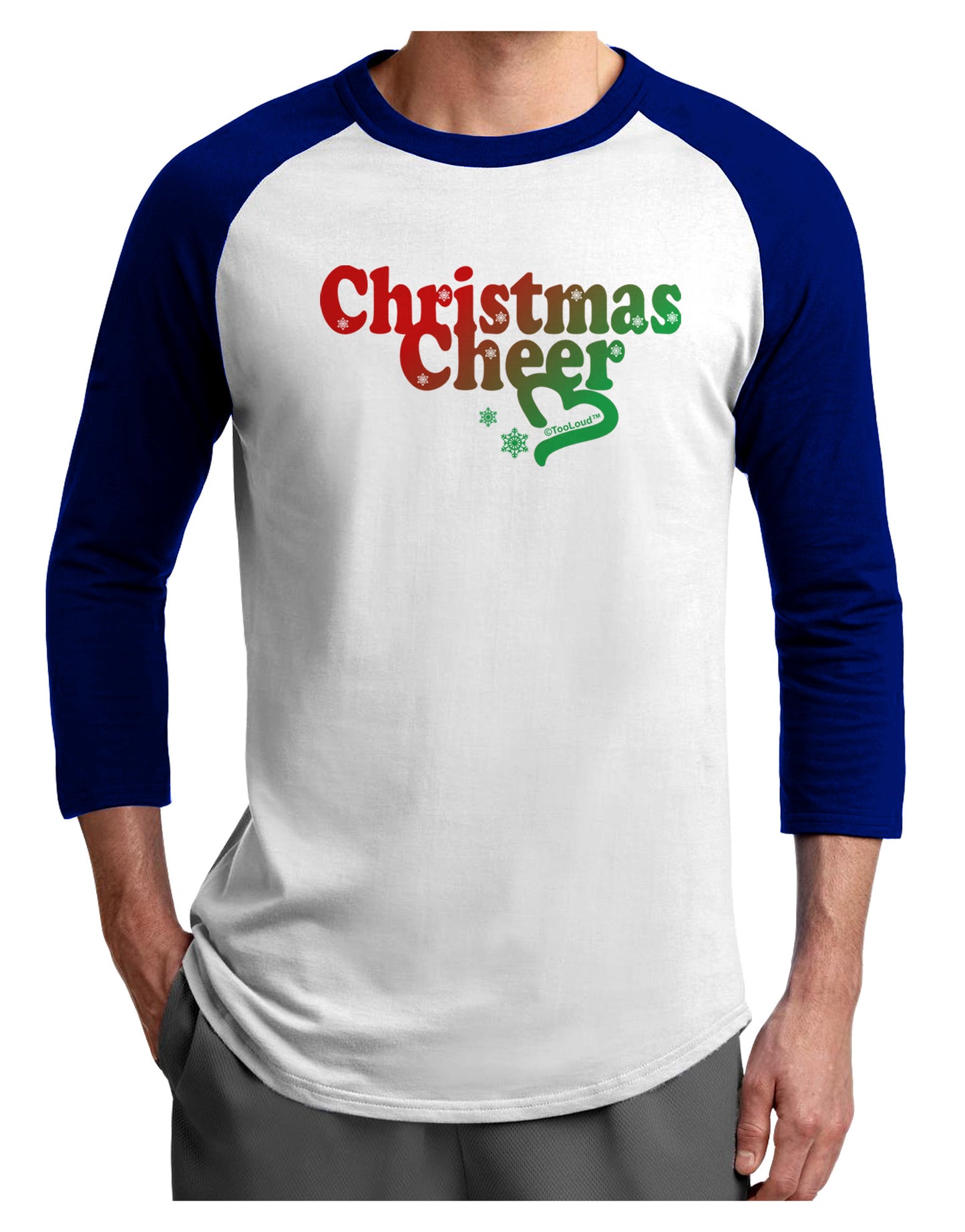 Christmas Cheer Color Adult Raglan Shirt-Raglan Shirt-TooLoud-White-Royal-X-Small-Davson Sales