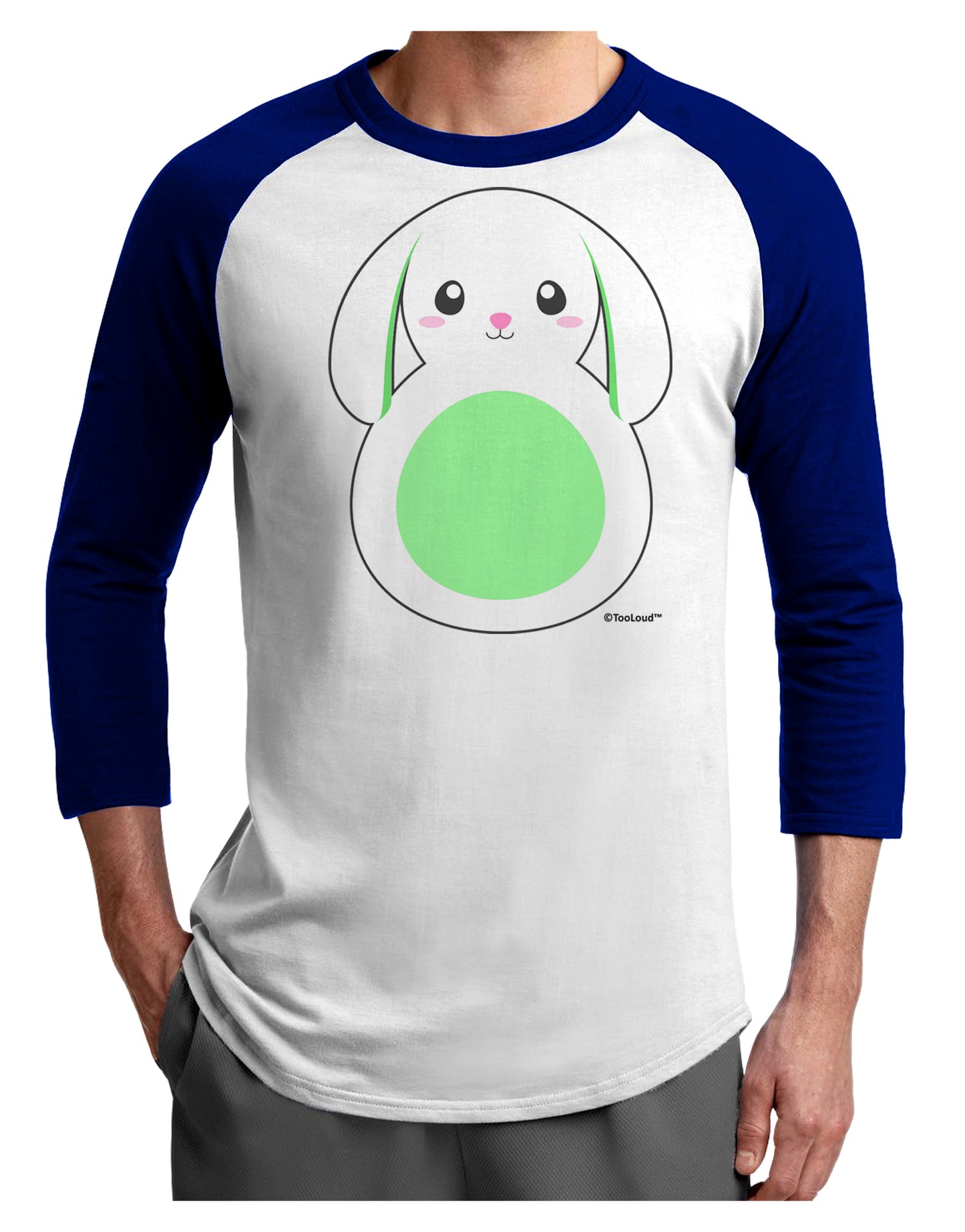 Cute Bunny with Floppy Ears - Green Adult Raglan Shirt by TooLoud-TooLoud-White-Royal-X-Small-Davson Sales